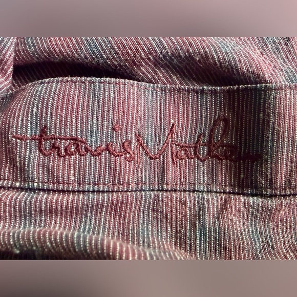 TravisMathew Men’s Red Heather Stripe Stretch Button-Up Shirt Size L - Picture 5 of 11